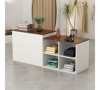 CCUKTFN Mostrador de Recepción con Estantes de Almacenamiento y Diseño de Dos Niveles, Mesa de Mostrador Frontal de 140-240 cm para Oficina, Salón, SPA y Comercio Minorista