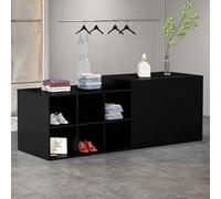 CCUKTFN Mostrador de Recepción con Estantes de Almacenamiento y Diseño de Dos Niveles, Mesa de Mostrador Frontal de 140-240 cm para Oficina, Salón, SPA y Comercio Minorista