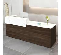 CCUKTFN Mostrador de Recepción Moderno de MDF, 100-240 cm, con Cajón y Estantes Abiertos, Mueble de Oficina para Tiendas, Salones, Consultorios y Recepciones