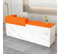 CCUKTFN Mostrador de Recepción Moderno de MDF, 100-240 cm, con Cajón y Estantes Abiertos, Mueble de Oficina para Tiendas, Salones, Consultorios y Recepciones