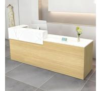 CCUKTFN Mostrador de Recepción Moderno de MDF, 100-240 cm, con Cajón y Estantes Abiertos, Mueble de Oficina para Tiendas, Salones, Consultorios y Recepciones