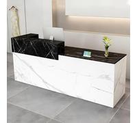 CCUKTFN Mostrador de Recepción Moderno de MDF, 100-240 cm, con Cajón y Estantes Abiertos, Mueble de Oficina para Tiendas, Salones, Consultorios y Recepciones