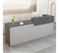 CCUKTFN Mostrador Recepción Moderno en MDF, 100 a 240 cm Mueble de Oficina con Cajón y Estantes Abiertos, Ideal para Tiendas, Salones, Consultorios y Recepciones