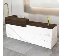 CCUKTFN Mostrador Recepción Moderno en MDF, 100 a 240 cm Mueble de Oficina con Cajón y Estantes Abiertos, Ideal para Tiendas, Salones, Consultorios y Recepciones