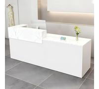 CCUKTFN Mostrador Recepción Moderno en MDF, 100 a 240 cm Mueble de Oficina con Cajón y Estantes Abiertos, Ideal para Tiendas, Salones, Consultorios y Recepciones