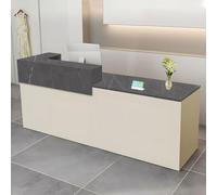 CCUKTFN Mostrador Recepción Moderno en MDF, 100 a 240 cm Mueble de Oficina con Cajón y Estantes Abiertos, Ideal para Tiendas, Salones, Consultorios y Recepciones