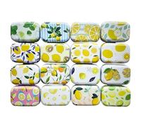 CCUUHJ Paquete de 8 latas metálicas pequeñas rectangulares con bisagras vacías - Latas de necesidades básicas para dulces, joyas - 6X4X2.5 CM (Limón)