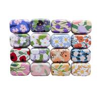 CCUUHJ Paquete de 8 latas rectangulares pequeñas de metal vacías con bisagras, latas vacías para necesidades básicas para caramelos, joyas, 6 x 4 x 2,5 cm (floral 02)