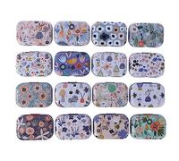 CCUUHJ Paquete de 8 latas rectangulares pequeñas de metal vacías con bisagras, patrón de margaritas, artículos básicos para dulces, joyas, 6 x 4 x 2,5 cm (margarita)