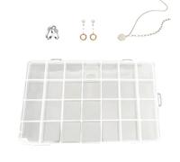 ccuzs 28-Grid Storage Box, Clear Plastik Organizer, Removable Dividers, Portable Jewelry Case, Compact Craft Container, Transparent, for Beads, Earrings, Rings, 0.7kg 28 Grids