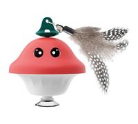 ccuzs Adorable Cat Feather Wand Toy, Suction Cup Cat Toy, Sturdy Interactive Cat Toy, Retractable Cats Exercise Wand 5.7x6.2cm for Indoor Pets, Entertainment, Home, Present, Fun, Red Color