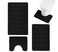 ccuzs Bathroom Rug Set, Square Bathroom Rugs, Non Slip Bathroom Mats, U Shape Toilet Floor Mat with Washable, Easy to Clean, Soft and Absorbent Sponge Material for Bathrooms (1 Set)