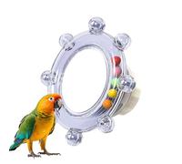 ccuzs Bird Cage Mirror Toy - Rotating Interactive Enrichment Parrot | Accessory Safe Hanging Design for Cockatiel, Lovebird, Conure, Cockatoo, Parrot, Social Interaction or Chewing Inside Cage