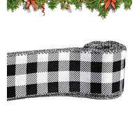 ccuzs Black and White Ribbon - Decorative Ribbon for Holiday and Wreath Making | Classic Pattern Craft Ribbons, Christmas Bow Material for Home Decoration Wedding Party Favors, 455x6.5cm Black White