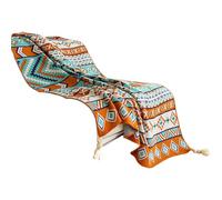 ccuzs Bohemian Throw Blanket, Stripes Bed Throw, Geometry Decorative Portable Soft, Lightweight Sturdy Large, Boho Blanket for Sofa, Home Decor, 100x70x2cm, Blue, Orange