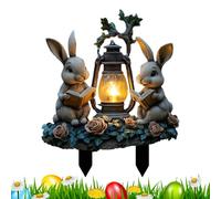 ccuzs Bunny Garden Stake, Acrylic Easter Yard Decor, Cute Bunny And Egg Stakes, Weather Resistant Outdoor Ornament, Vibrant Holiday Decoration, Set of 2, for Lawn, Patio, Home