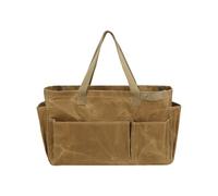 ccuzs Camping Utensil Bag, Waterproof Waxed Canvas Tote Bag, Multifunctional Firewood Carrying Bag, Portable Garden Camping Tool Storage 46x17.5x28cm for Camping, Travel, Outdoors, Green, Khaki Color