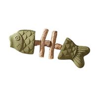 ccuzs Cat Chew Teething Toy, Fish Bone Wooden Teether, Interactive Kitten Bite Toy, Safe NonToxic Material Natural Wood, Indoor Outdoor Play for Boredom Relief, 17.8x6.5x2cm 65g Wood