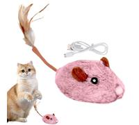 ccuzs Cat Mice Toy, Electronic Kitten Toy, Durable Plush Cat Toy, Feather Tail Toys with Realistic Motion and Design 4.72 x 2.95 x 1.97 Inches for Indoor and Outdoor Play (1 Piece)