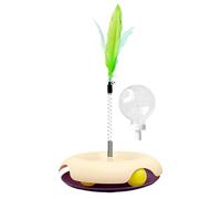ccuzs Cat Treat Toy, Treat Puzzles for Indoor Cats, Multifunctional Cat Treat Dispenser Toy, Interactive Ball Cat Puzzle Feeder, Feather Toy for Indoor Cats Mental Stimulation Toys