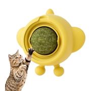 ccuzs Catnip Chew Balls, Interactive Catnip Licking Toys, Natural Teeth Cleaning Treats, Safe Edible Cat Chew, Stress Relief, for Indoor Cats, Wall and Door Mount, 8.4x7.8x3.9cm Yellow