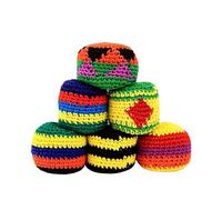 ccuzs Crochet Footbag - 6 Pieces Handmade Colorful Balls | Soft Skill Game Footbags for Beach, Outdoor Indoor, Park, Yard, School, Camp Vacation or Fun Sports Play, 6 * 6cm/2.36 * 2.36