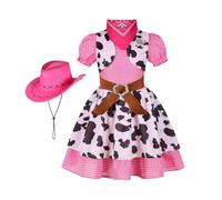 ccuzs Disfraz de Vaquera para Niñas | Disfraz de Halloween con Sombrero - Vestido del Oeste | para Halloween Carnaval Cumpleaños Cosplay