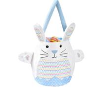 ccuzs Easter Bunny Basket, Reusable Bunny Tote, Handles, Spring Rabbit Egg Hunt, Parties and Necessaries, Candy Container, For Boys, Girls, Kids, 10x8.6inches, Pink, Blue,