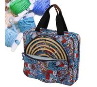 ccuzs Embroidery Project Bag, Square Embroidery Project Carry, Portable Lightweight Pouch, Craft Case with Handles for Lovers, 12.6x3.15x11.8 Inches, Multicolor