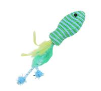 ccuzs Fish Cat Toys, Interactive Feather Teaser, Colorful Wand Set, Durabless Play Accessory, Exercise and Fun, Indoor Kitten Entertainment, 7.48 inches Red White Blue