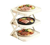 ccuzs Foldable Kitchen Rack - Multi Layer Storage Rack, Kitchen Countertop Organizer for Indoor Outdoor Grilling, Organizer Shelf with 3 Tier Design., Food Prep Racks, Countertop Racks for Home Use