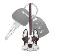 ccuzs French - Leather Keychain PU Dog Bag Ornament Charm | Handmade Cute Animal Pendant Accessory Decorative Backpack Purse Handbag Car Key Ring for Daily Use or Party Gift