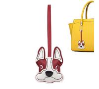 ccuzs French - Leather Keychain PU Dog Bag Ornament Charm | Handmade Cute Animal Pendant Accessory Decorative Backpack Purse Handbag Car Key Ring for Daily Use or Party Gift
