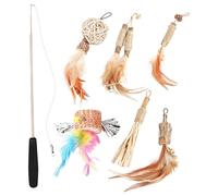 ccuzs Funny Cat Feather Wand Toys, Multifunctional Teaser Wand for Cats, Portable Cat Play Wand Set, Interactive Cat Exercise Toys for Cats, Exercising, Catching, Playing (1 Juego)