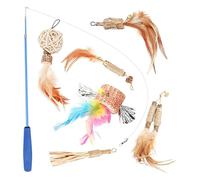 ccuzs Funny Cat Feather Wand Toys, Multifunctional Teaser Wand for Cats, Portable Cat Play Wand Set, Interactive Cat Exercise Toys for Cats, Exercising, Catching, Playing (1 Set)