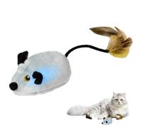 ccuzs Interactive Cat Toy Mice, Automatic Electric LED Sound, Kitten Boredom Engaging Exerciser with Feather Tail, Rechargeable Chasing Game (2.17x1.81x12.99 Inches)