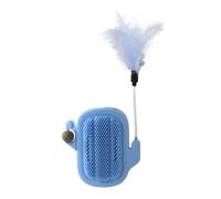 ccuzs Interactive Catnip Toys for Cats, Wall-Mounted Cat Groomer Brush with Catnip Treats, Chewable Edible Ball and Massage Set for Shedding and Cleaning, Teaser Stick for Indoor Cat and Relaxation