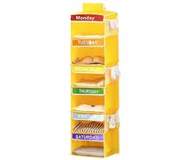 ccuzs Kids Closet Organizer, 6-Shelf Storage Unit, Hanging Clothes, Dividers for Sweaters, Hats & Caps, 3 Side Pockets, Sturdy Fabric, Space-Saving Design, Ideal for Bedroom, Closet