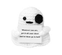 ccuzs Knitted Ghost Doll, Crocheted Emotional Support Plush Keychains, Cartoon Ghost Charm Pendant for Car, Office, Home or Bag, Positive Vibe Accessory, Stress Relief and Daily Comfort 2.76x2.95in
