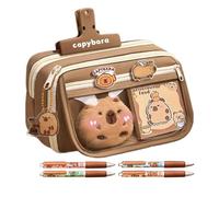 ccuzs Large Capacity Pencil Case, Multi-Layer Pencil Holder, Capybara Print Pouch, Pen Holders Teen Girls, Cute Capybara Print Multi-layer Pencil Case With 9 Compartments For School Or Work, Café
