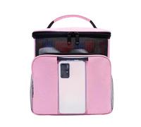 ccuzs Mesh Shower Tote, Portable Shower Bag, Quick Dry Toiletry Bag, Bathroom Organizer for Men, Bathroom Organizer for Women, Shower Bag for Dorm, Men Women (Pink, Black)