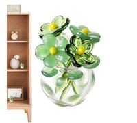 ccuzs Mini Glass Flower - Vase Bouquet Fake Crystal Floral | Arrangement Decorative Table Centerpiece Elegant Artificial Flower Display for Home, Office, Wedding, Mother’s Day or Room Decor Use