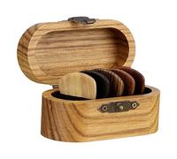 ccuzs Pick Holder, Wooden Guitar Picks Storage Box, Multifunctional Convenient Compact Portable 8cm Case Ideal for Stringed Instrument, Ukulele, and Bass (3.15x1.57x1.57 Inches)