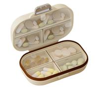 Ccuzs Pill Organizer Travel, Silicone Pill Box, 7 Compartment Weekly Holder, Pocket-Sized Design, Moisture Proof Case, Ideal For Supplements, Fish Oil, And Medication, 3.9x2.4x1.4in