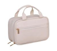 ccuzs Spacious Cosmetic Bags for Women, Portable Travel Cosmetic Bag, Stylish Makeup Bag Large, Lightweight Travel Toiletry Bag 23.5x11x15cm/9.25x4.33x5.91 Inches for Women & Cosmetics (Creamy/Pink),
