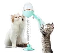 ccuzs Suction Cup Ball Cat Toy, Interactive Cat Treat Puzzle With Feather And Light, Catnip Teaser Wand For Indoor Cats, ABS Toy Button Battery Power, Hunting Game, 3.15 Inches