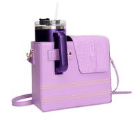 ccuzs Water Cup Storage Bag, Portable Sports Bottle Holder, 9.45x3.94x8.27 Inches Convenient Stylish Decorative Elegant Travel Cup Holder with Adjustable Shoulder Strap for Women, Violeta,