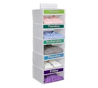 ccuzs Weekly Clothes Organizer for Kids - 5-Shelf Clothing Storage for Easy Sorting | Hangable Clothes Organizer for Children's Room, Home Closet, Wardrobe, Door, School Classroom, Dorm, Baby, Teen