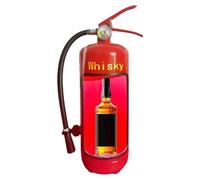 ccuzs Wine Bottle Fire Extinguisher, Novelty Iron Wine Storage Holder, Fireman Themed Decor, Unique Whisky Bottle Display Stand, 16.73x5.12 Inches, Light Red, Dark
