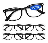 CCVOO 5 Pack Lectura Gafas Azul Luz Bloqueo, Filtro UV Ray/Glare Computer Readers Moda Nerd Eyeglasses Mujeres/Hombres (Light Black, 2.75)